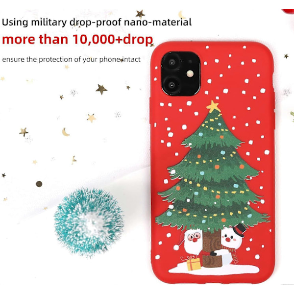 iPhone 13 Cover, Blødt TPU Julemands Jule Rød Cover til iPhone 13 til Kvinder og Piger, Juletræ