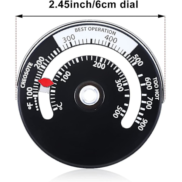 Magnetisk Træovn Termometer Brændeovn Termometer Røgrørstemperaturmåler For At Undgå Skader På Ovnbakke Ved Overophedning (1)