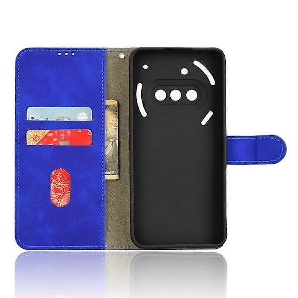 Kompatibel med Nothing Phone (3a) Læder Etui Hudfølelse Anti Drop Wallet Flip Telefon Cover Blue