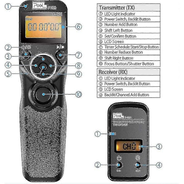 Tw-283 Dc2 Digital Trådlös Fjärrkontroll Intervalltimer Kabelutlösare Fjärrutlösare Med Timer För Nikon Kameror Ny-ZZY