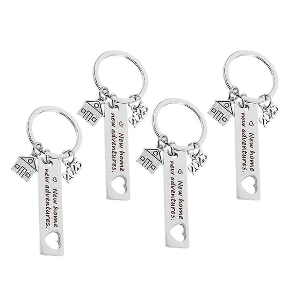 Nyckelringar Hemformade Nyckelring Husaccessoar Inflyttning Silver 8.00X5.00X0.50CM 4st