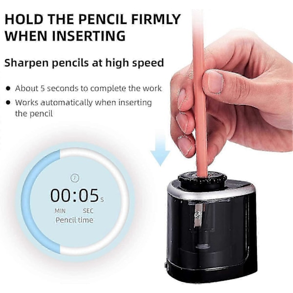 Pennvässare - Elektrisk pennvässare med snabbvässande blad, batteridriven och enkel att använda för skolmaterial (6-8mm) i skolan