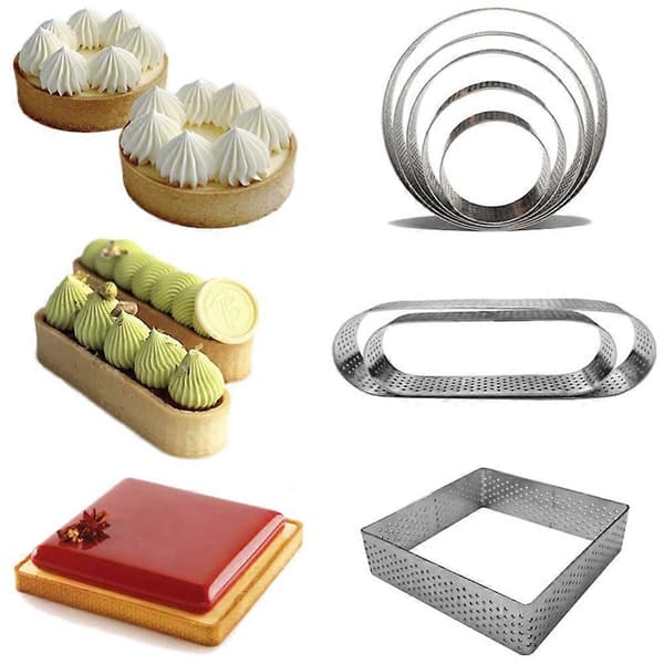 Kjeks Kake Dessertform Rustfritt Stål Tertringer For Baking Mousse Kake Familie Baking 7cm Rund Perforert Design 3 stk