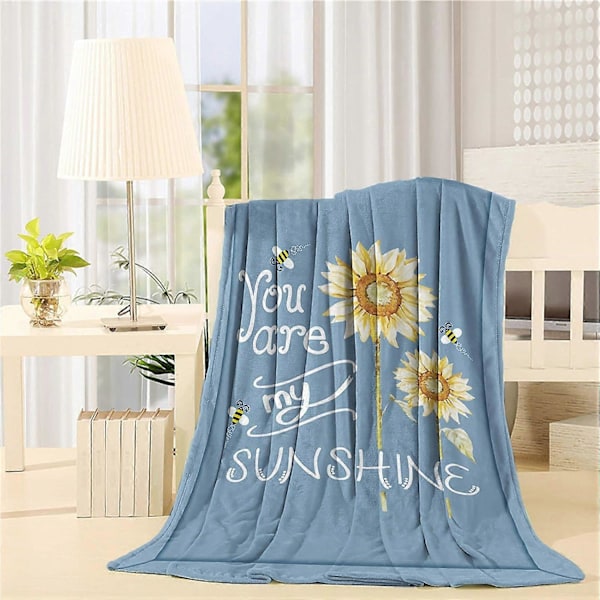 Solrosfilt 100x127 cm Lätt Mysig Sängfilt Mjuk Pläd Du är Min Solsken Presenter till Barn Vuxna, Användning Året Runt