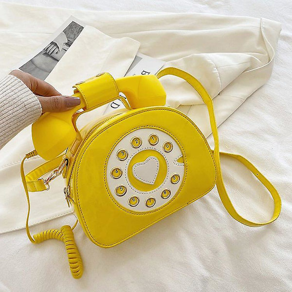 Dame/piger Creative Spoof Small Bag Personality Simulation Mobile Phone Messenger Bag yellow