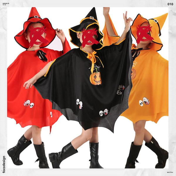 Halloween Witch Pumpkin Skull Viitta Halloween Cosplay Ghost Festival -asut lapsille Iloinen 2023 Juhlapukeutuminen Cosplay Red