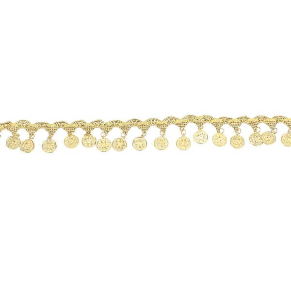 10 Yards Guld Midjekedja Etnisk Stil Handgjord Rund 8 Blad Blomma Polering Guld Magkedja för Strandklänning Bikini