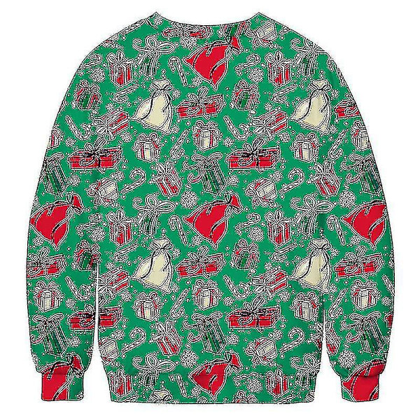 Unisex joulupusero 3D- print Holiday Party -miehistökauluksinen villapaita BFT160 XL