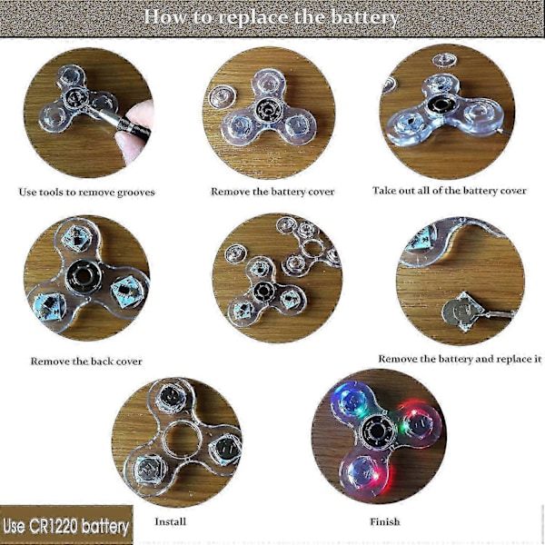 Kristall Luminous LED-ljus Fidget Spinner Hand Top Spinners Glow in Dark EDC Stress Relief Toys Gyroskop