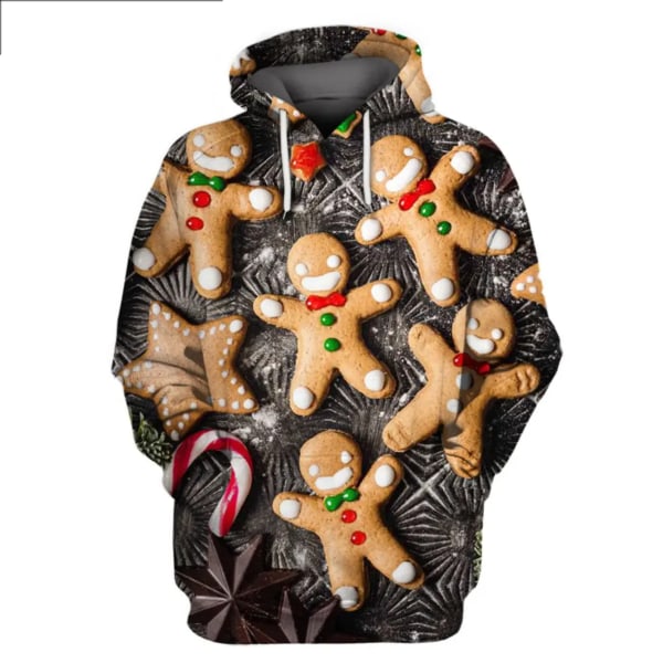 Herr jul 3d hoodies Sweatshirt Print Pepparkakor Casual Harajuku Toppar Höst Vinter Oversized Lyxkläder style 11 4XL