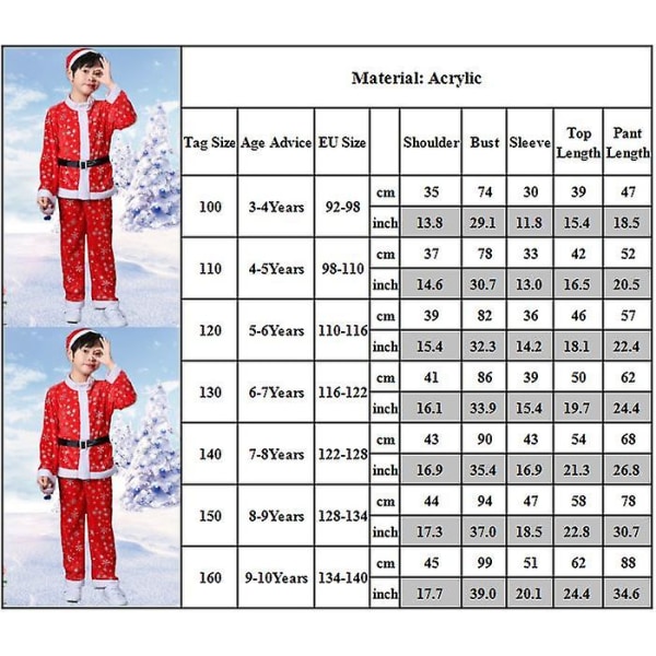 Joulupoikien tyttöjen viiden pisteen tähden koristeet set joulunpunainen joulupukin cosplay-asu, hieno mekko Boys 8-9Y