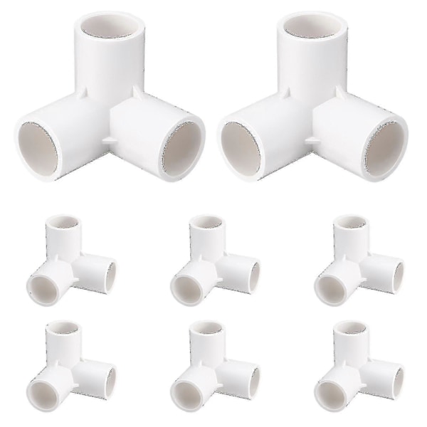 8 stk. PVC-rørforbindelser 3-vejs albuefittings til PVC-møblerørfittings Drivhusrammeteltforbindelse