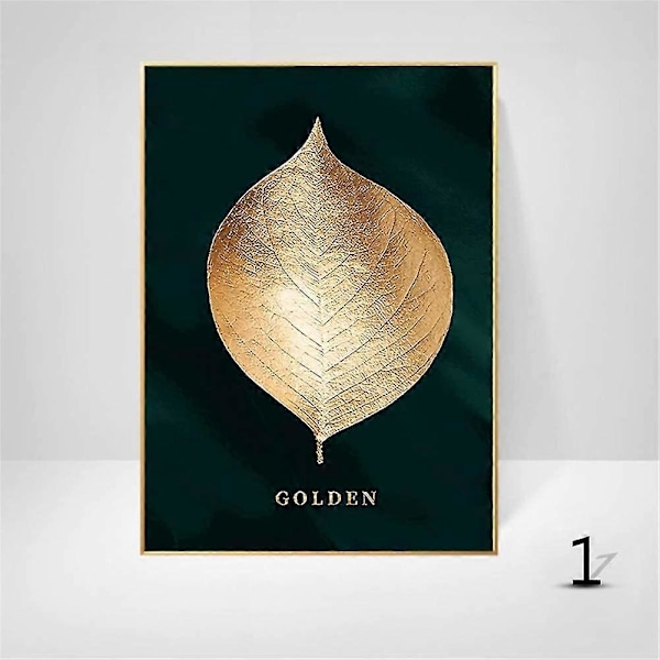 Sett med 3 Design Veggplakater Skog Gullblad Palmetre Rameløs Veggkunst Dekor For Stue