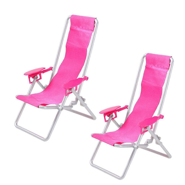 2 stk. Mini Hus Dæk Liggestol Simulation Foldbar Strandstol Hjem Model Tilbehør