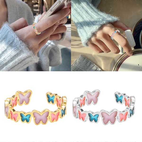 Lysende sommerfuglring, enkel leddring, justerbar åpning for pekefinger