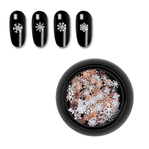 3 Ask Snöflinga Nagelpaljetter 3D Jul Nagelglitter Paljetter Snöflinga Flakes Nagelkonst Dekoration för Vinter Jul Thanksgiving Festival