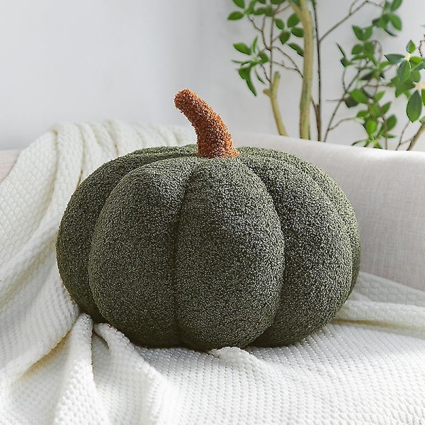 Fleece kurpitsanheittotyynyt Ultrapehmeä sherpa koristeellinen söpö 3d muotoinen tyyny Halloween Green