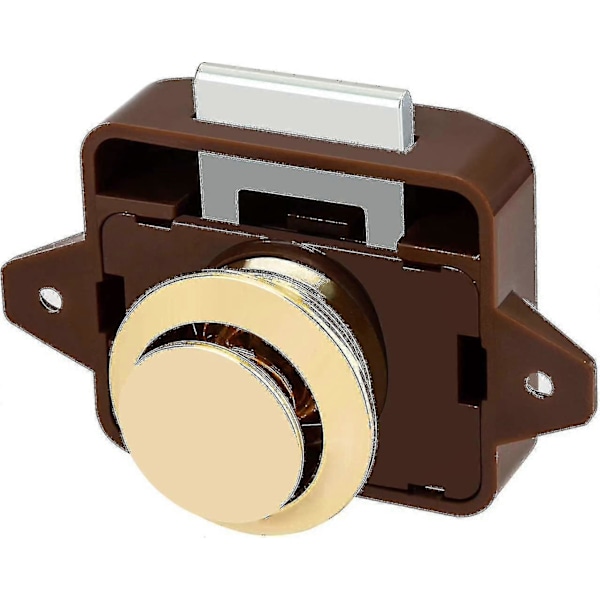 Tryckknapp Skåpdörr Lås Husvagn Husbil Camper Spärr Skåp Guld Knopp (2st, Brun+ Guld)