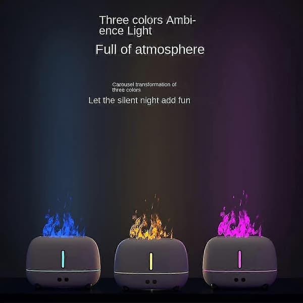 Æterisk Oliediffuser Med Flamme Aroma Diffusere Hjemmekontor Duftfugter Beroligende Søvn Atomiser Hvid