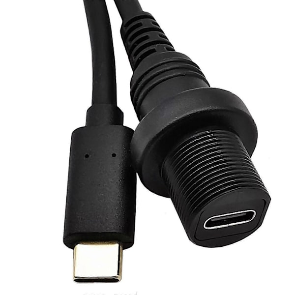 Usb 3.1 Type-c C Han til Hun Flush Panelmontering Forlænger Vandtæt Kabel Bil