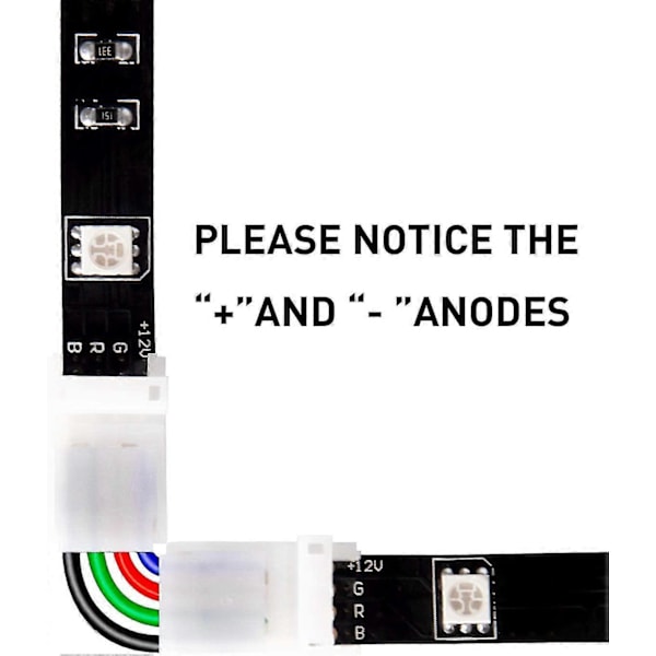 5050 4-stifts 10mm LED-strip Kontakt Kit Inkluderar 6 X 10mm Gapless Kontakter, 10x4-stifts Justerbar Vinkel L-formade Kontakter, 2 X T-formade Kontakter För S