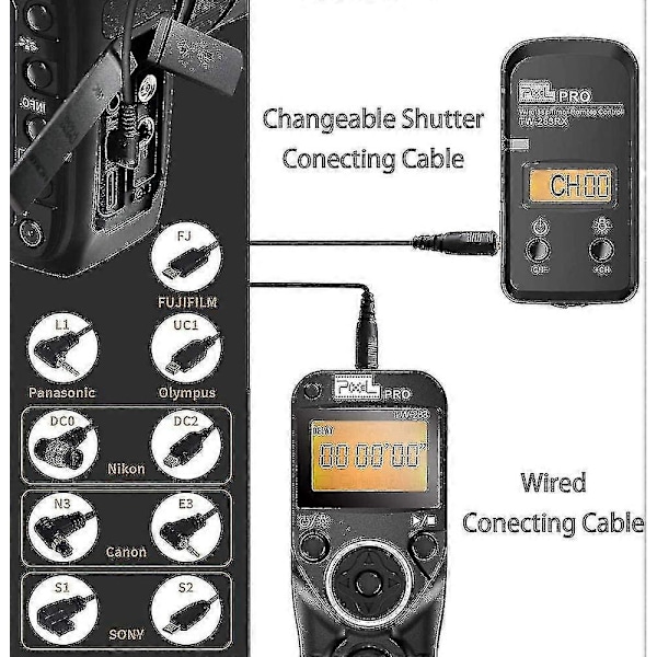 Tw-283 Dc2 Digital Trådlös Fjärrkontroll Intervalltimer Kabelutlösare Fjärrutlösare Med Timer För Nikon Kameror Ny-ZZY