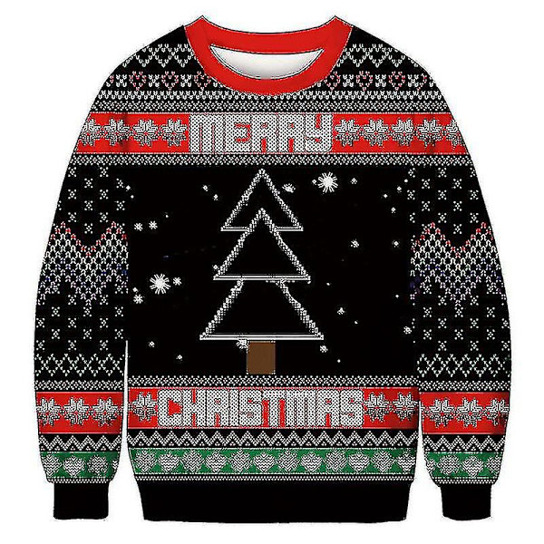 Unisex joulupusero 3D- print Holiday Party -miehistökauluksinen villapaita BFT162 XL