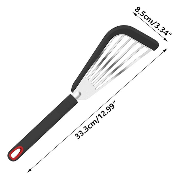 Stekspade i rostfritt stål med silikongel, värmeisolerande stekspade, köksstekspade för biff, skållningssäker fläktformad stekspade, non-st