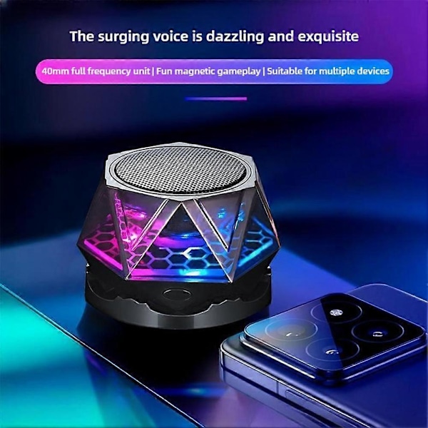 Magneettinen Bluetooth-kaiutin Mini Sound Box RGB-valaistusnäytös Puhelinpidike