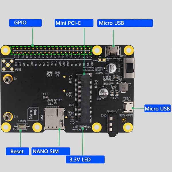 3G 4G LTE Netværksadapter til Raspberry Pi Netværksudvidelseskort til LTE-modul