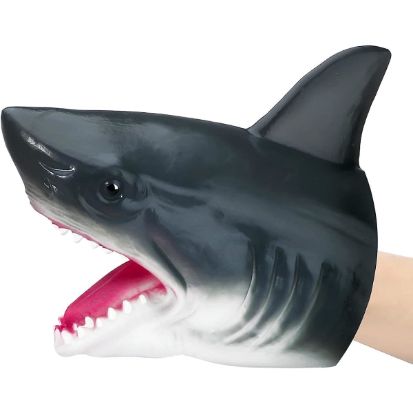 Shark Puppets Mjukt Gummi Vit Shark Head Realistiska Handdockor - Halloween Dekorationer Leksaker Presenter
