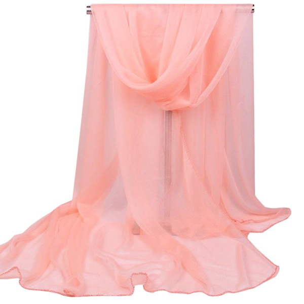 Kvinnor lång chiffong halsduk mjuk sjal hals wrap silke halsdukar solid stole Blood tooth Pink