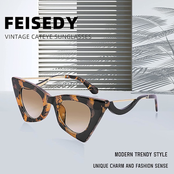 Ubiuo Naisten Vintage 60-luvun Cateye Aurinkolasit Viileä Persoonallinen Viehätys Modernit Trendikkäät Söpöt Kissansilmälasit B2779