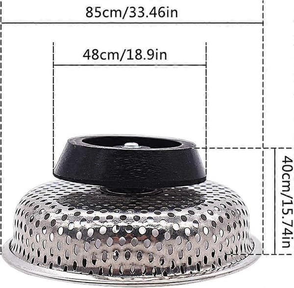 Sett med 2 x sil til vask, rustfritt stål, 85 mm diameter