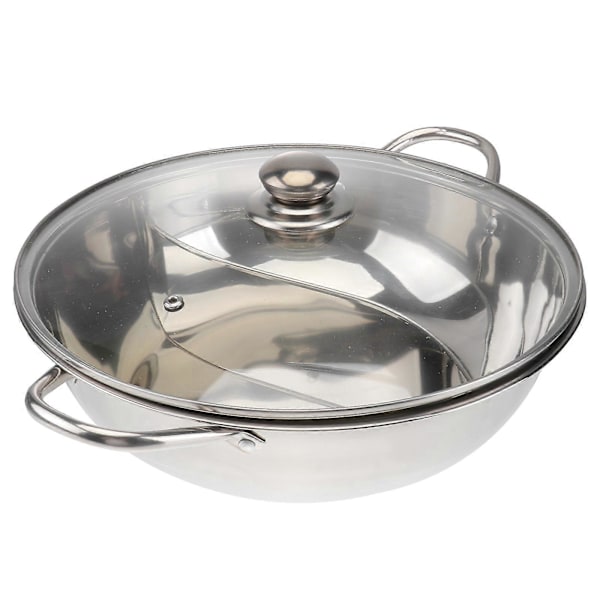 Multifunktionell Induktionshäll Gryta Rostfritt Stål Dubbel Hot Pot Kokkärl Matlagningsgrytor med Lock (30cm)