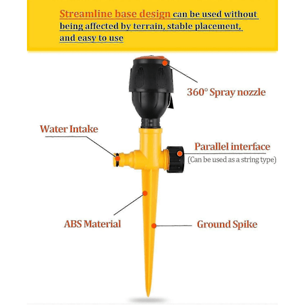 Havesprinkler, 1/2\" Automatisk 360 Graders Roterende Plænevandingssystem Vandspreder (2 stk.)