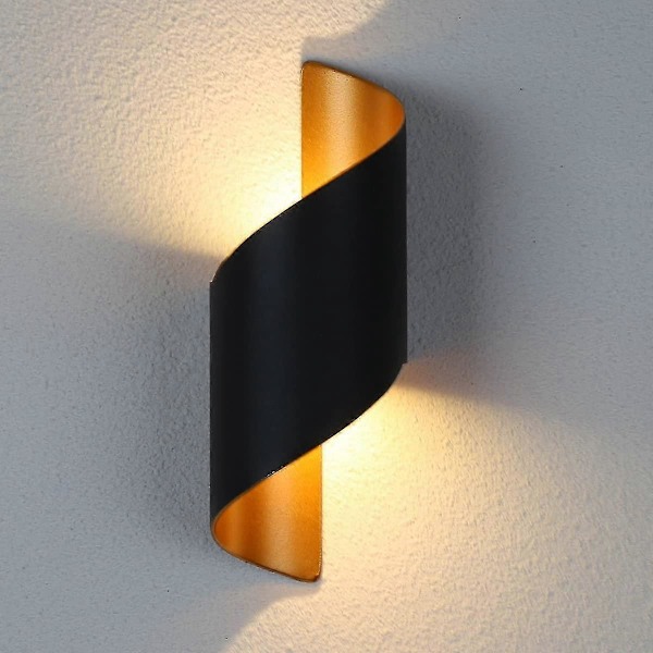 Moderne Indendørs Væglampe 10w Udendørs Spiral Op Ned Metal Væglampe 3000k Varm Hvid Led Væglampe Til Bar, Soveværelse, Køkken (sort) [energi C
