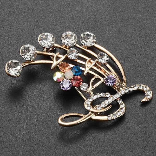 Nyhet Musikbrosch Elegant Stil Med Strass Diskantklav Nål Broscher För Damer-haoyi