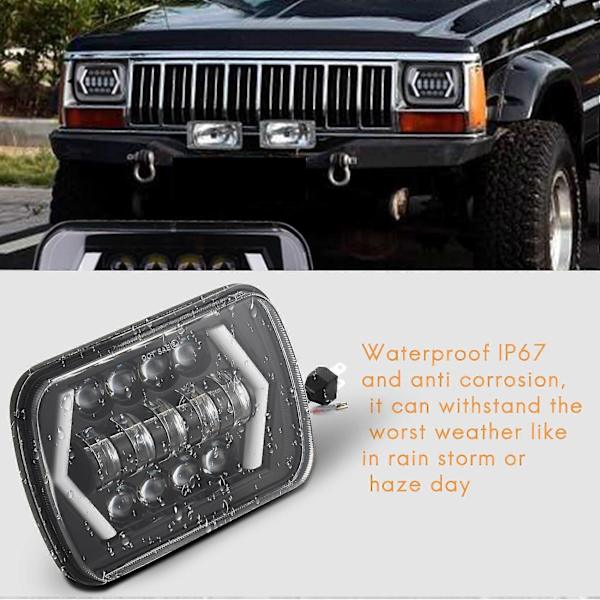 7x6 Tommer Halo LED Frontlykter, 5x7 Tommer Firkantet LED Frontlykt Med-pil Engeløyne DRL Blinklys (haoyi)