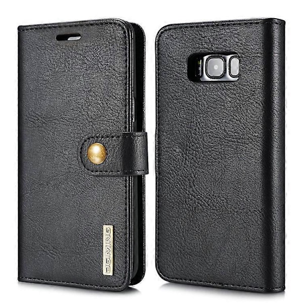 DG.MING Kompatibel med Samsung Galaxy S8 Plus G955 Avtagbart 2 i 1 Anti-repa Plånboksfodral i Spaltläder Black
