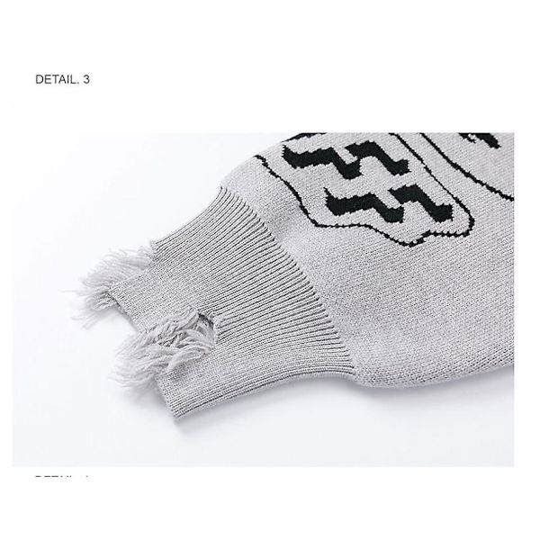 Retro Villa Racing Letters Neule Hiphop Pariskunta Neuleet grey M