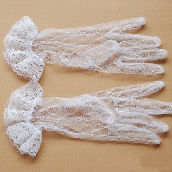 Korte blondehandsker til kvinder, elegante sommerprinsessehandsker til formelle og festlige bryllupper