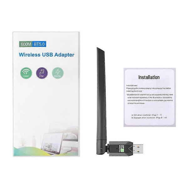 Netværkskort USB Driver Free 600M Trådløst Netværkskort BT5.0 Bluetooth Adapter