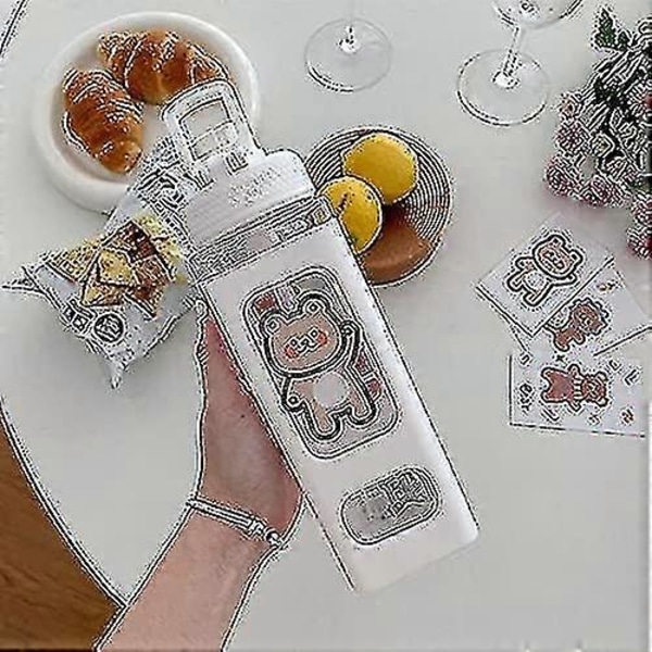 700 ml:n vesipullo pillillä, söpö urheiluvesipullo tarralla, kawaii juomapullo - ZZY