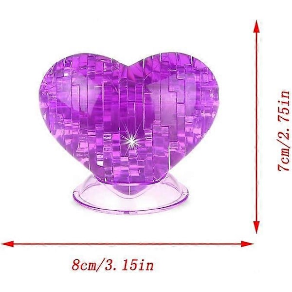 3D Krystallpuslespill Hjerte for Valentinsdagsgave / 3 stk