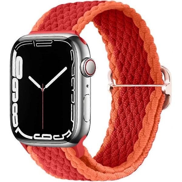 Ranneke sopii Apple Watch -kelloihin 41 mm, 40 mm ja 38 mm, säädettävä joustava nylonista punottu urheiluranneke iWatch -sarjoille 7, 6, 5, 4, 3, 2, 1 ja SE, korvaava