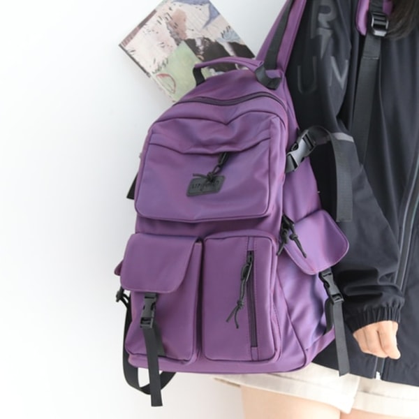Farverig vintage rygsæk mænd kvinder 15,6 tommer bærbar rygsække dame skulder skoletaske til teenagepiger mode bogtasker Ny Purple