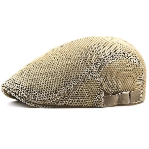 Platt mesh för män Andas Newsboy Gatsby Ivy Hat Golf Driving Baker Taxi Driver Hat Beige