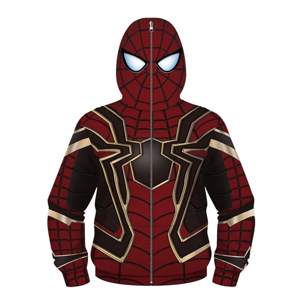 Barn Spider-man Huvtröjor Hooded Zip Coat Jacka Toppar Outwear Presenter Dark Red Spiderman 6-7 Years