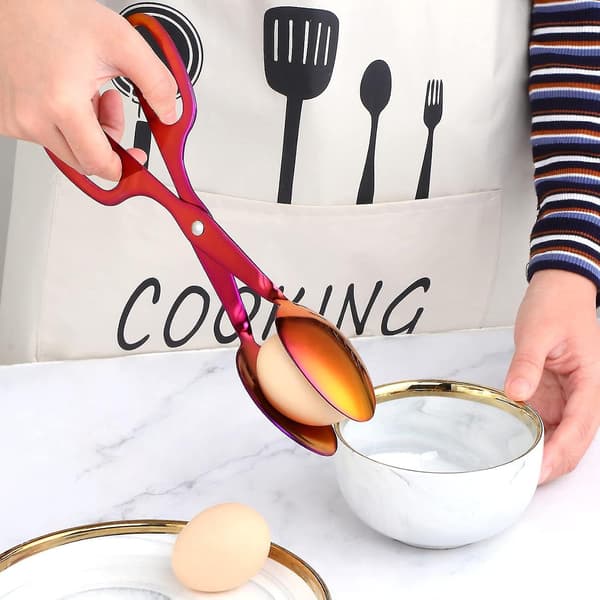 Kökstänger för matlagning, Regnbågsröda BBQ-tänger Matklämmor Premium Rostfritt Stål Serveringstänger för Servering Matlagning Buffé Sallad